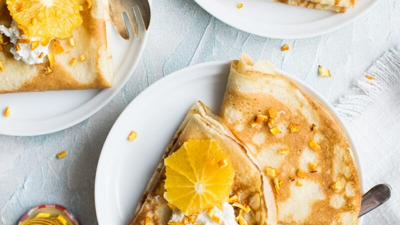 flat-lay photography of pancake with icing